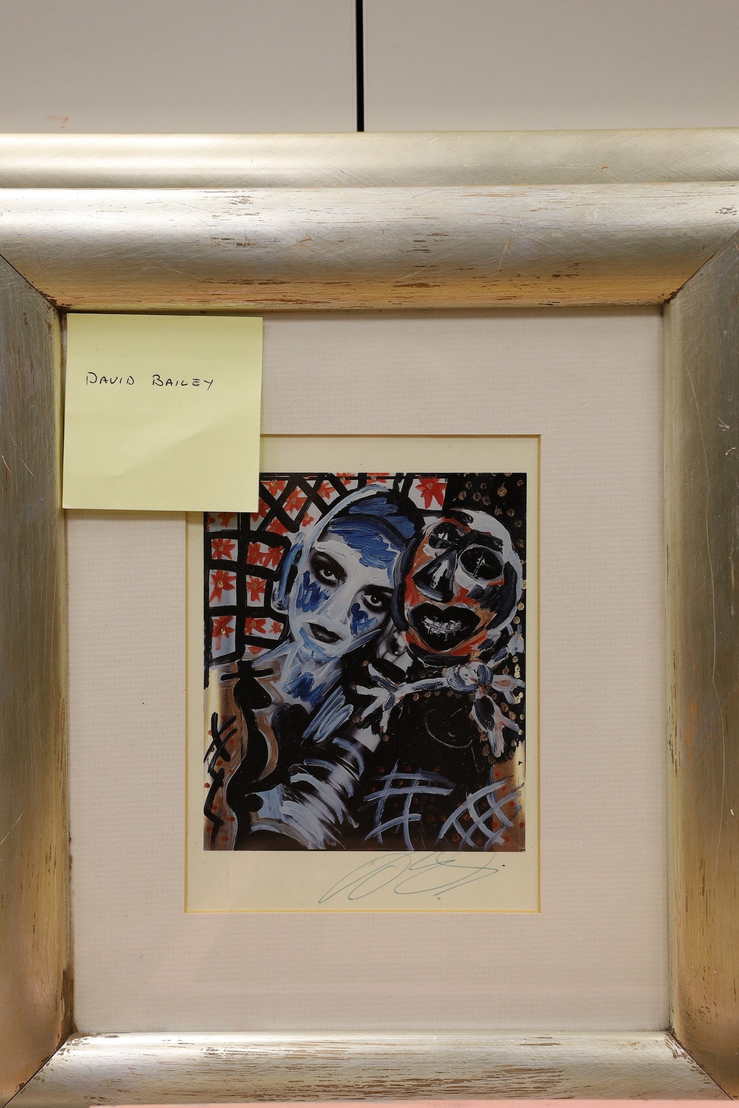 A collection of mostly framed autographs to include an event card from Elton John, 25 March 1994 signed by Charlie Watts, Jerry Hall and Jerry Hall, together with autographs by David Bowie, Phil Collins, David Bailey, Da